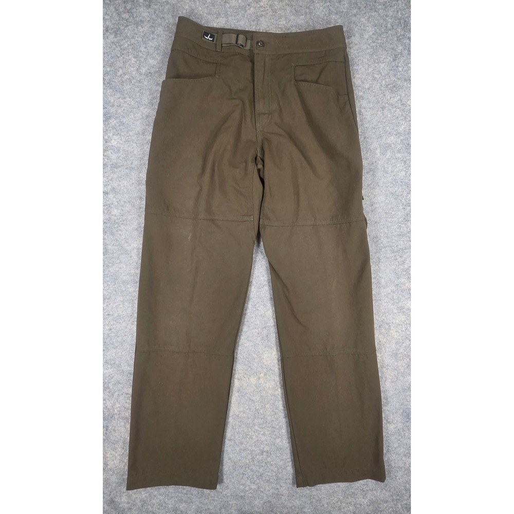 Prana Zion Climbing Pants Mens Small Olive Green Canvas Articulated Knee Hiking